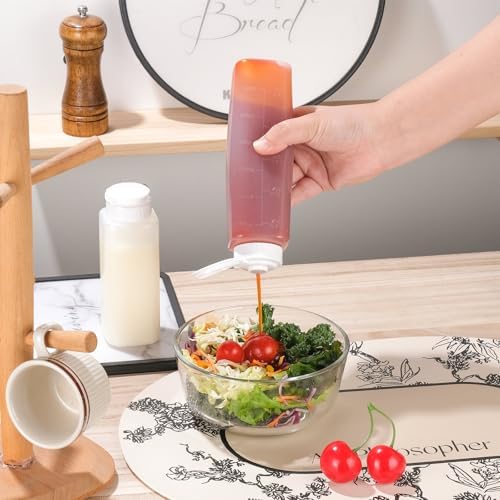 6 pack Inverted Squeeze Bottles for Hot Sauces Liquids Salad Dressing