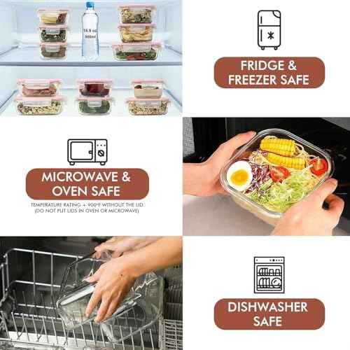 Razab 24 Pc Glass Food Storage Containers with Lids
