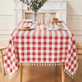 JIALE Gingham Tablecloth Square Cotton Linen Fabric Checkered Table
