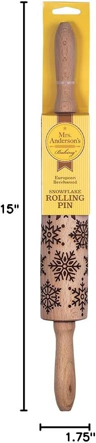 Mrs. Anderson’s Baking Embossing Rolling Pin, Snowflake Design, European - Image 6