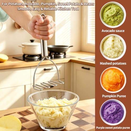 Meat Chopper Potato Masher Set of 2, Berglander Heat Resistant Meat