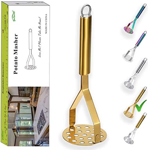 Berglander Potato Masher, Heavy Duty Stainless Steel Gold Potato Ricer