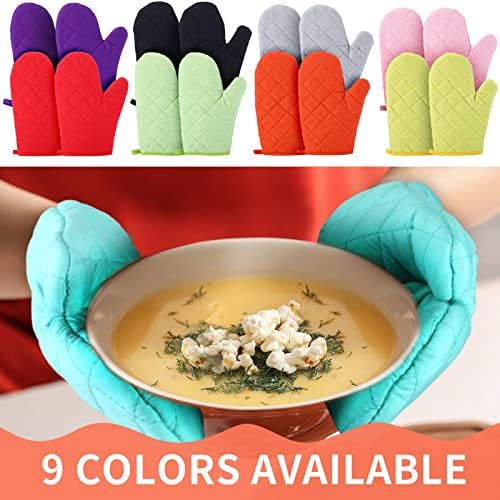 Nuogo 9 Pair Oven Mitts Quilted Heat Resistant 11 Inch Kitchen, Solid