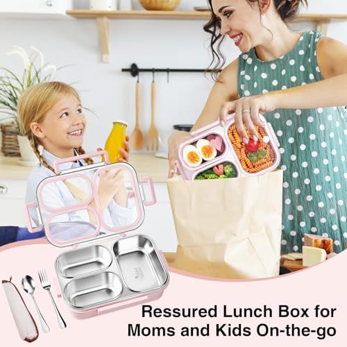 25oz 18/8 Stainless Steel Lunch Box Kit (Bento Box + Fork/Spoon) - 3