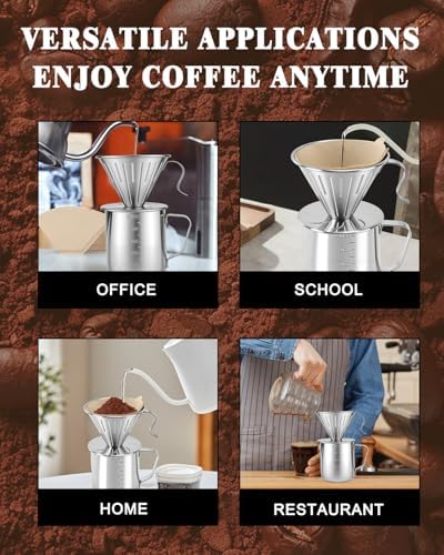 304 Stainless Steel Pour Over Coffee Dripper 600ml Cup/V02 Paper