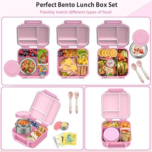 Kids Bento Lunch Box with 9oz Soup Thermo Leakproof Lunch Food