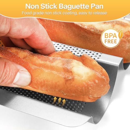 3-Pack 4-Cup Standard Muffin Pans & Perforated French Baguette Bread