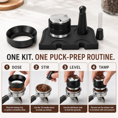 53mm Espresso Tool Kit, Distributor Tamper, WDT Tool, Magnetic Funnel