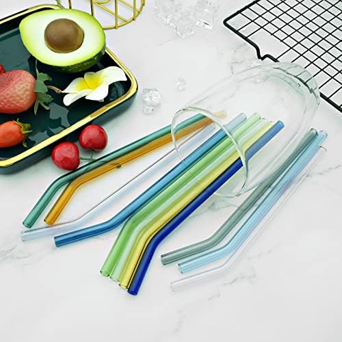 JASHII Reusable Glass Straws, 7.87"×0.3" Clear Smoothie Drinking