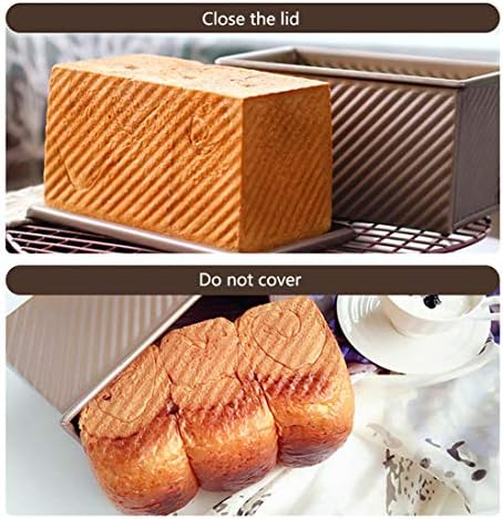 Pullman Loaf Pan with Lid, Non-Stick Bakeware Golden Corrugated Carbon