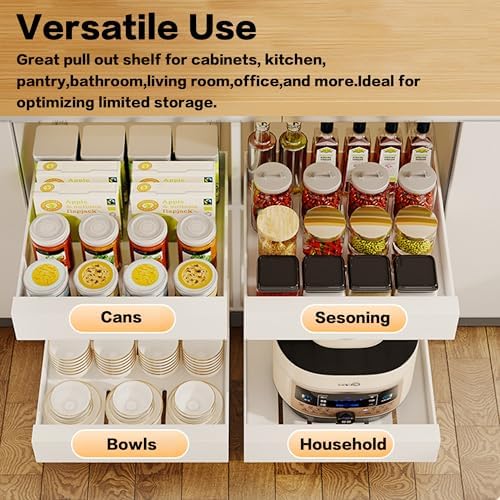 2 Pack Pull Out Cabinet Organizer Adhesive, 12" Wide,16.9" Deep Heavy