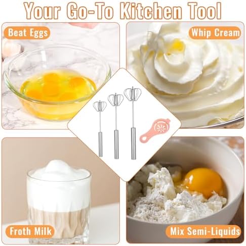 Semi Automatic Whisk, Stainless Steel Whisk, Egg Beater, Hand Push