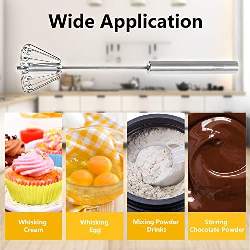 Newness Egg Whisk, [2 Pack 10in & 12in] Stainless Steel Hand Push