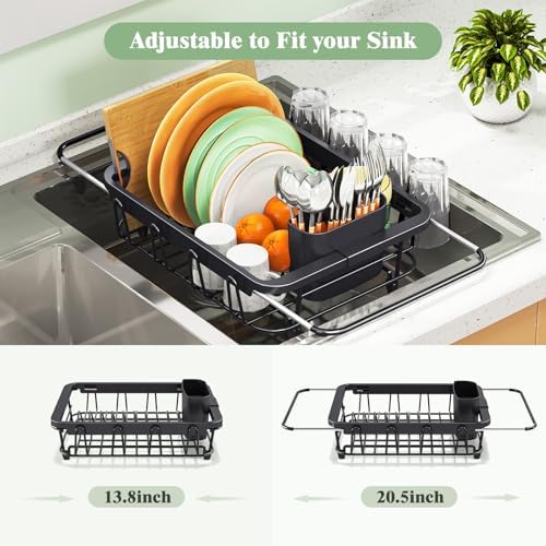 Urackify In-Sink Dish Drying Rack, Black