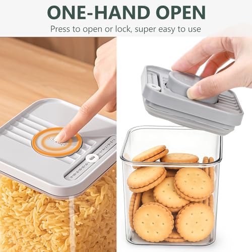 WRINGKIT Set of 4 Airtight Food Storage Containers, One Button Opening