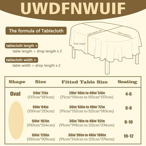 Geometrical Oval Tablecloth Farmhouse 52"x70" Waterproof Table Cloth