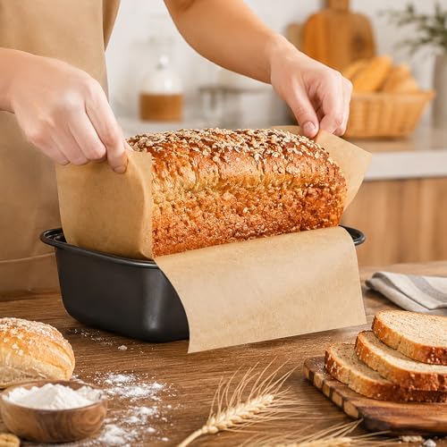 HUAKENER Loaf Pan with Liners Set, 3 Pack Loaf Pan with100 PCS Loaf