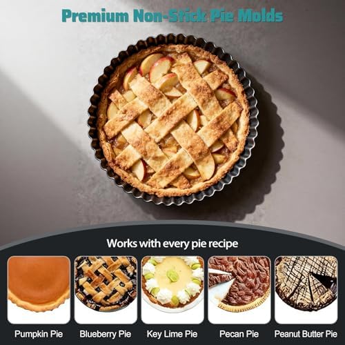 2 Pack Tart Pan, 9 Inch Tart Pan with Removable Bottom, Quiche Pie Pan