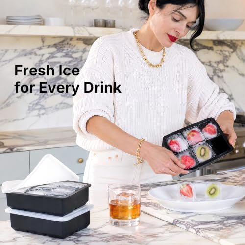 Silicone Ice Cube Tray with Lid, 2 Pack Ice Cube Trays for Freezer