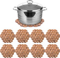 Tlence 8 Pack Bamboo Trivet Mat, Bamboo Hot Plate Pad, Heat Resistant
