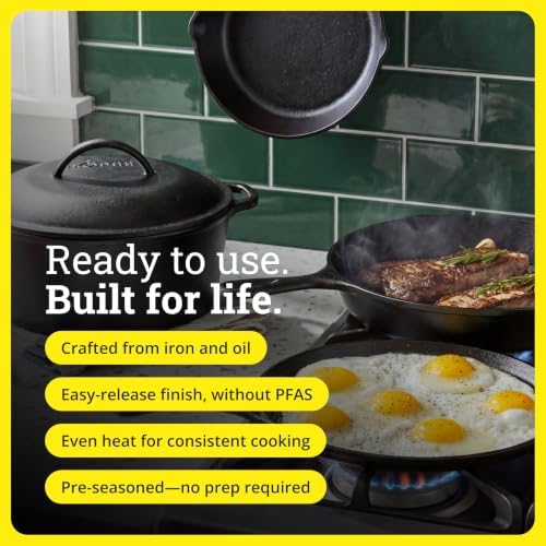 Lodge Cast Iron 5-Piece Set, PFAS-Free Pre-Seasoned Kitchen Set