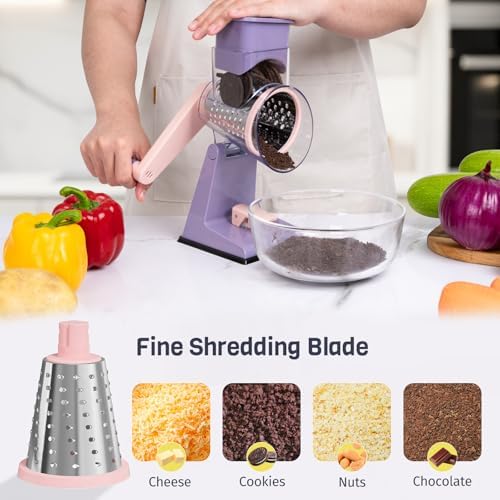 Rotary Cheese Grater Hand Crank, Pinkish Purple
