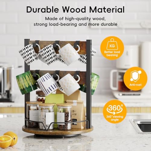 KLM Wood Coffee Mug Holder,Mug Display Organizer
