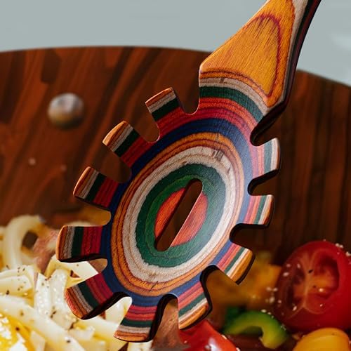 3-Piece Pakkawood Kitchen Utensil Set Includes Pasta Fork, Long Handle