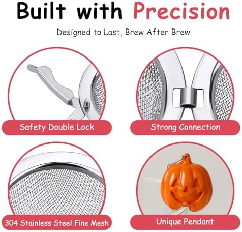 Cute Pumpkin Tea Infuser Set - Adorable Tricolor Kitty Hook, Fine Mesh