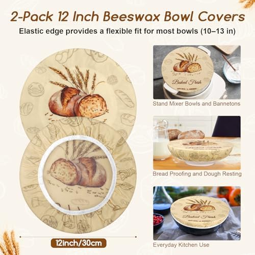 12in Reusable Beeswax Bowl Covers, 2 Pack