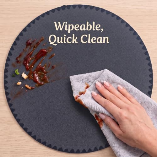 Placemats Set of 6,Premium Faux Leather Round Placemats for Dining
