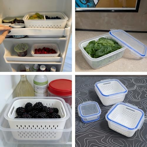 4 in 1 Food Storage Container-2/3 Pack Set with Lids, Fruit Storage