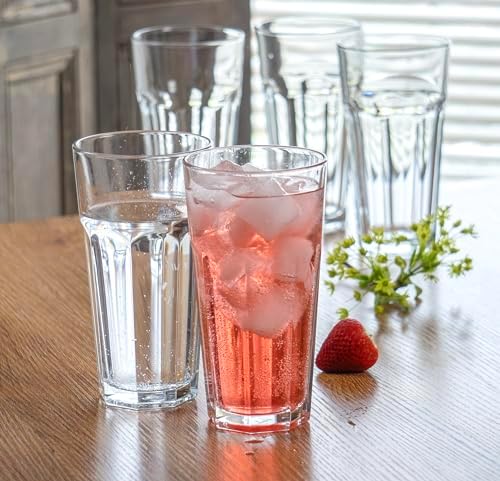 Red Co. Set of 6 Clear Glass 16 Fl Oz Drinking Highball Tumblers for