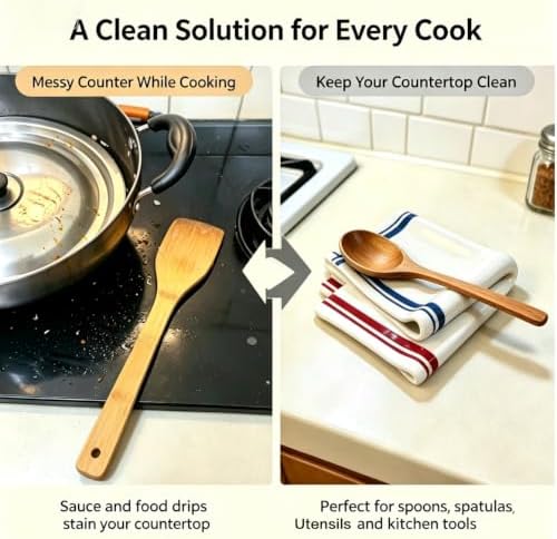 Ceramic Stove Top Spoon Rest, Towel Shaped Kitchen Counter Utensil