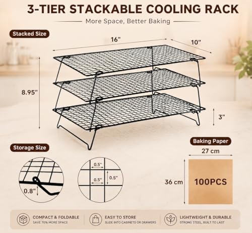 4-Tier Stackable Cooling Rack Set, Heavy Duty Stainless Steel Baking