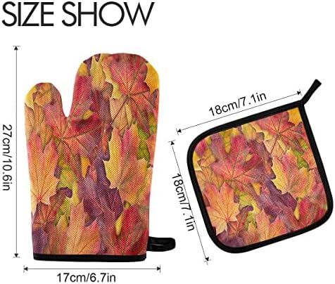 Oven Mitts Quilted Cotton Lining Fall Autumn Maple Leaves Potholders