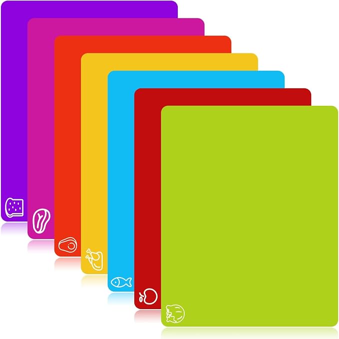 Goodluck 7 Pieces Flexible Cutting Boards, BPA Free Plastic Cutting Boards by GoodLuck