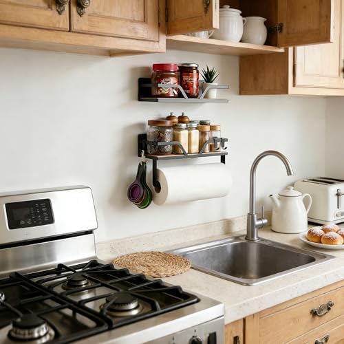 2-Pack Magnetic Paper Towel Holder with Shelf