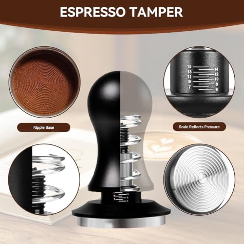 7 PCS Espresso Accessories Set with 53.3mm Spring Loaded Tamper