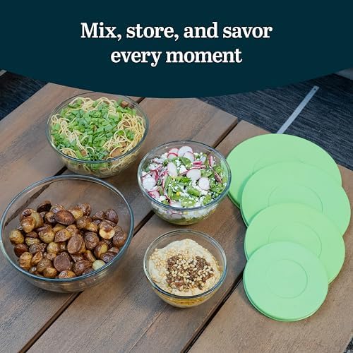 Libbey Baker's Basics 4 Piece Glass Mixing Bowl Set with Plastic Lids