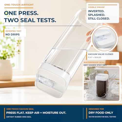 Airtight Food Storage Containers, 7-Piece White Set for Pantry