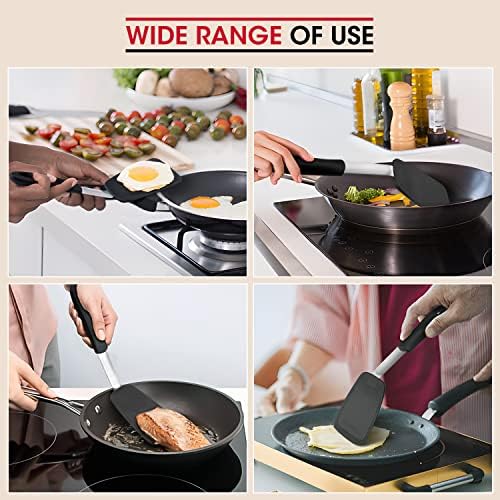 Unicook 2-Piece Silicone Spatula Turner Set, Black