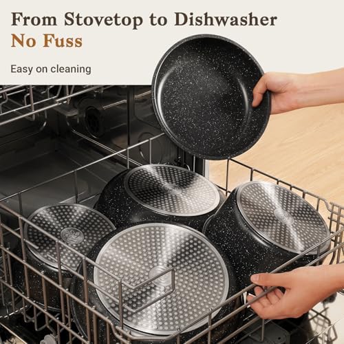 SODAY 15Pcs Pots and Pans Set Non Stick, Detachable Handle, Induction
