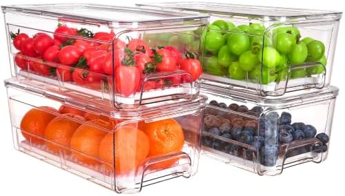 4 Pack Fruit Storage Containers with Pull-Out Organizer Bins