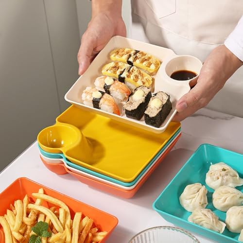 4 Pcs Chips and Salsa Serving Dish Plates, Veggie Platter Dipping
