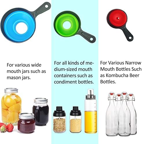 Delove Canning Funnel with Strainer - Wide Mouth Food Funnels for