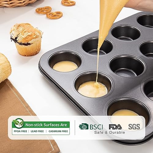 HONGBAKE Nonstick Muffin Pan 12 Cup and Mini Loaf Pans 8 Cavity