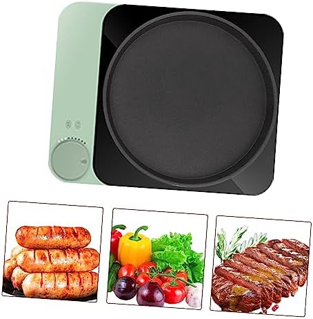 Cabilock Cast Iron Sizzling Plate with Wooden Base, 7.48 Inch Grill Pan