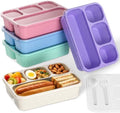 Bento Box 5-Pack, 4-Compartment Lunch Box for Women, Men & Kids