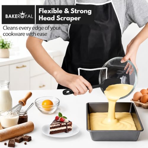 BakeRoyal Silicone Spatula Set, 600°F Heat Resistant, 4 Piece BPA-Free